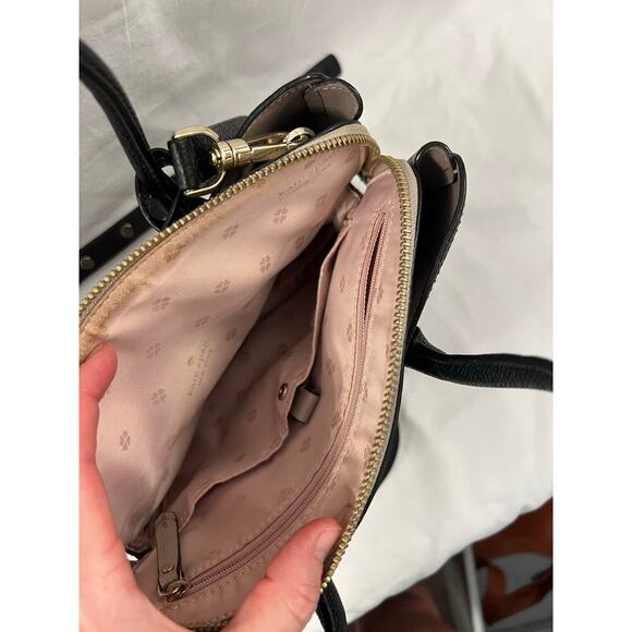 Kate Spade Margaux Black Taupe Leather Tote Handbag GS - Picture 6 of 8